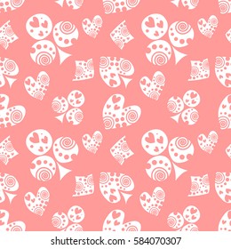 Seamless vector pattern with icons of playings cards. Pink background with hand drawn symbols. Decorative repeat ornament. Series of Gaming and Gambling Seamless vector Patterns