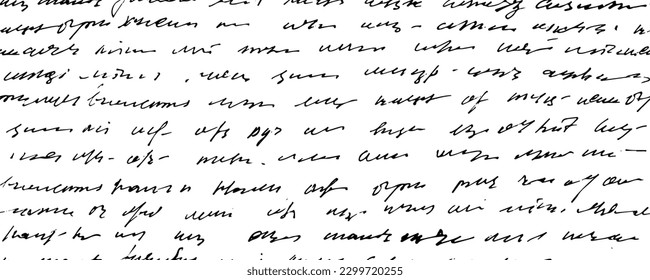 Seamless vector pattern with illegible text, abstract vintage background of illegible ink-written poetry.  Sweeping handwriting with  words. Vector illustration of a poetic work written by a pen.  