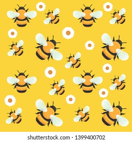 Seamless vector pattern. Illustration of bumblebee