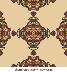 Seamless vector pattern illustration Floral ornament in oriental style. Mandala. It can be used for packaging, invitations, postcard holiday, fabrics and textiles, etc.