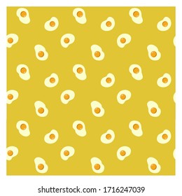 Seamless vector pattern illustration of fried eggs on a yellow background. Pattern for fabric, Wallpaper, and textiles. 