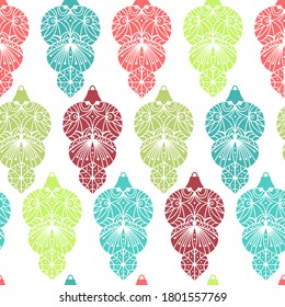 Seamless vector pattern illustration lined abstract Christmas decorations in lines