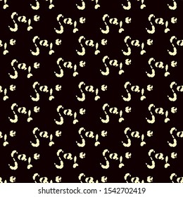 Seamless vector pattern illustration on a black background with white inscriptions,sale. For the use of fashion, t-shirts, shirts, dresses, clothes, prints, posters, graphics, fabrics, umbrellas and o