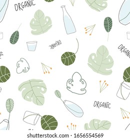 Seamless vector pattern illustration of oragnic theme. Nature ecology backdrop for textile, fabric and wallpaper.