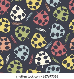 Seamless vector pattern with illustrations of plant leaves. For nature lovers. The theme of the summer. It can be used for packaging, invitations, postcard holiday, fabrics and etc.