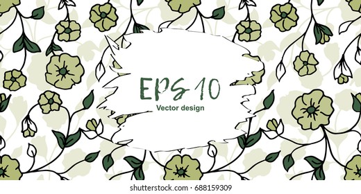 Seamless vector pattern with illustrations of plant leaves and flowers. For nature lovers. The theme of the summer. It can be used for packaging, invitations, postcard holiday, fabrics and etc.