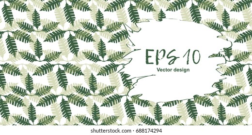 Seamless vector pattern with illustrations of plant leaves. For nature lovers. The theme of the summer. It can be used for packaging, invitations, postcard holiday, fabrics and etc.
