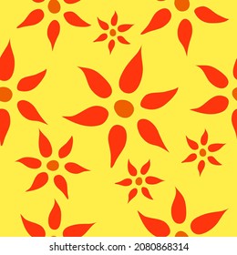 Seamless vector pattern with an image of abstract flowers, plants, leaves