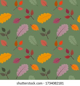 Seamless vector pattern with the image of autumn leaves stylized in a flat style. The colors of the autumn gamut are perfect for scrapbooking paper and as separate design elements.