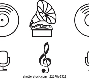 seamless vector pattern with the image of musical devices. Black - white texture.