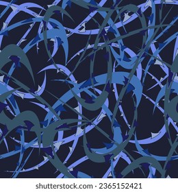seamless vector pattern with an image of an ornament of thorny branches in blue tones for printing on fabrics, wallpaper, packaging and for scene decoration in an abstract natural style	
