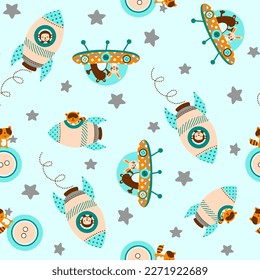 seamless vector pattern image space, rocket , astronaut , ufo , star , cosmos