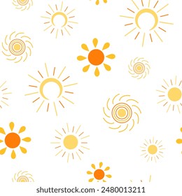 Seamless vector pattern with the image of a stylized sun