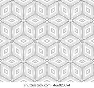 seamless vector pattern. imitation pencil drawing in the form of engraving. virtual 3d cube. interior decoration, wallpaper, presentation, fashion design