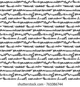 Seamless vector pattern. Imitation of writing. Black, isolated on white background