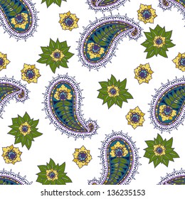 Seamless vector pattern with Indian ornament. Turkish cucumber.
