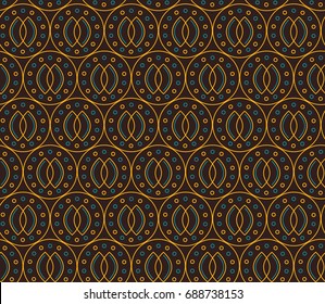 Seamless vector pattern in Indonesian batik style on the brown background.