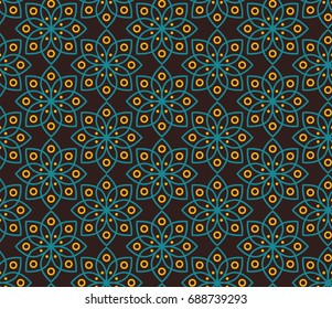 Seamless vector pattern in Indonesian batik style on the brown background.