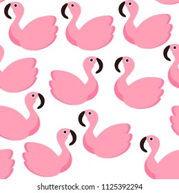 Seamless vector pattern with inflatable flamingos.