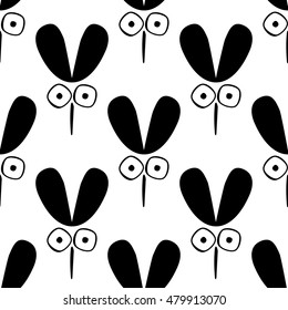 Seamless vector pattern with insect. Cute hand drawn endless background with childish mosquito. Series of childish seamless patterns, wrapping, cover, fabric.