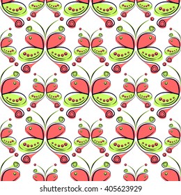 Seamless vector pattern with insect. Decorative colorful ornamental background with butterflies 