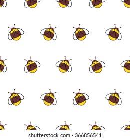 Seamless vector pattern with insects. Background with little bees on the white backdrop. Series of Animals and Insects Seamless Pattern.