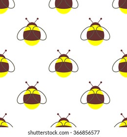 Seamless vector pattern with insects. Symmetrical background with little bees on the white backdrop. Series of Animals and Insects Seamless Pattern.