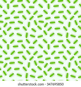 Seamless vector pattern with insects,chaotic shadeless background with green caterpillars, over light backdrop