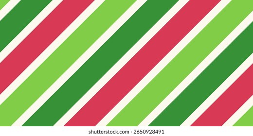 Um padrão de vetor sem costura inspirado por cores de melancia, combinando listras vermelhas e verdes vibrantes com uma estética de verão fresco. Perfeito para tecido, embrulho de presente ou marca sazonal.