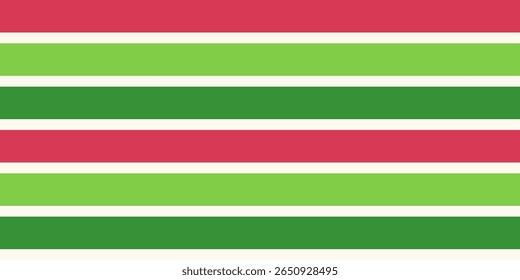 Um padrão de vetor sem costura inspirado por cores de melancia, combinando listras vermelhas e verdes vibrantes com uma estética de verão fresco. Perfeito para tecido, embrulho de presente ou marca sazonal.