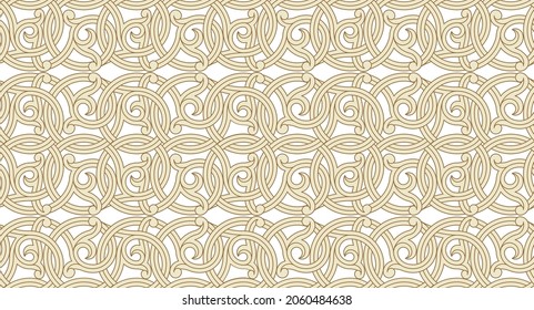 Seamless vector pattern. Interlacing ornament in the style of ancient Russian carving.