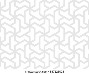 Seamless vector pattern with intersecting straight stripes, polygons and stars. Abstract Arabic ornament.