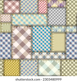 Seamless vector pattern. Intersection patchwork plaid style