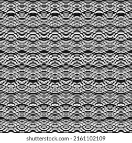 Seamless vector pattern with intertwining white waves on a black background. Beautiful tiles, packaging, textiles, wallpaper.