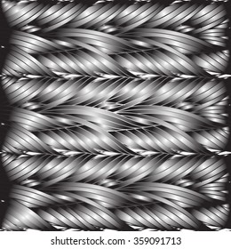 Seamless vector pattern of interwoven leaves. The plaiting of the leaves, ears of corn.