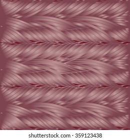 Seamless vector pattern of interwoven leaves. The plaiting of the leaves, ears of corn.