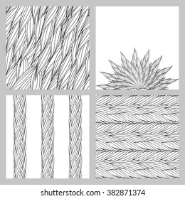 Seamless vector pattern of interwoven leaves and circular pattern. The plaiting of the leaves, ears of corn.