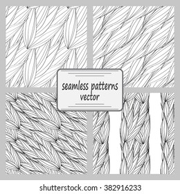 Seamless vector pattern of interwoven leaves. The plaiting of the leaves, ears of corn. A set of 4 patterns.