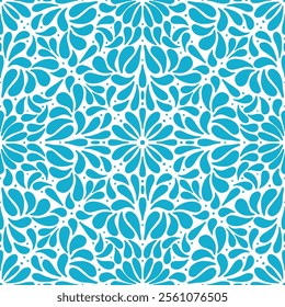 Seamless vector pattern with intricate mandala, green on white, textile, scrapbook, packaging