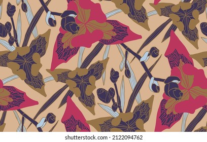 Seamless vector pattern with irises