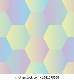 A Seamless Vector Pattern With Irridescent Hexagons. Geometric Surface Print Design. Decoratice And Great For Background, Stationery And Textiles.