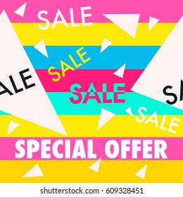Seamless vector pattern with isolated lettering sale and special offer for your design