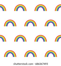 Seamless vector pattern. Isolated rainbow on white background.