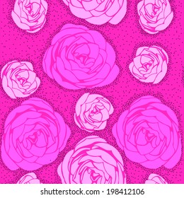 seamless vector pattern isolated rose  with polka dot background