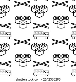 Seamless vector pattern Japanese food- sushi. For fabric, paper, wrap, textile, poster, scrapbooking, wallpaper or background, for web site or mobile app.