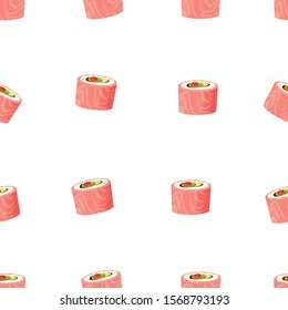 seamless vector pattern with japanese sushi