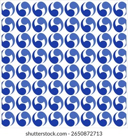 Padrão vetorial contínuo de símbolos de Tomoe japoneses. Fundo geométrico moderno simbolizando harmonia e equilíbrio.