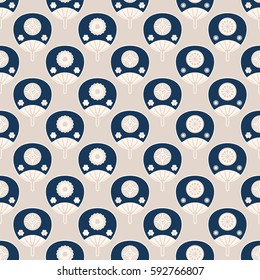 seamless vector pattern with japanese traditional fans with floral design