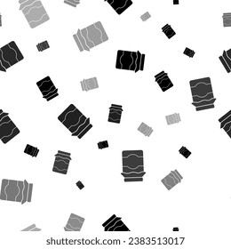 Seamless vector pattern with jar of jam symbols, creating a creative monochrome background with rotated elements. Vector illustration on white background