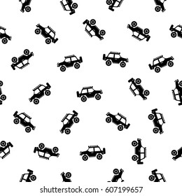 Seamless vector pattern - Jeep travel car on white background